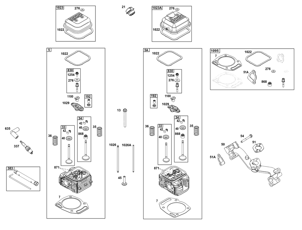 Cylinder Head Group Diagram and Parts List for 355447-0120-01 200000 - 399999 Briggs and Stratton Engine